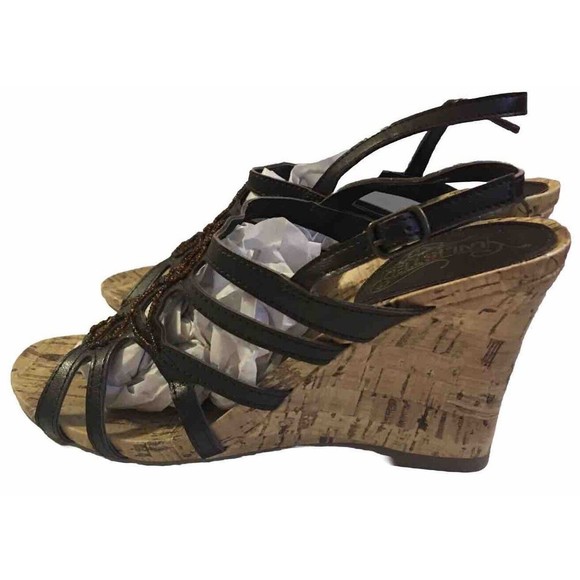 Unlisted Sandals Strappy Caged Womens 7.5 M Wedge Brown Vegan NWT - Picture 3 of 13